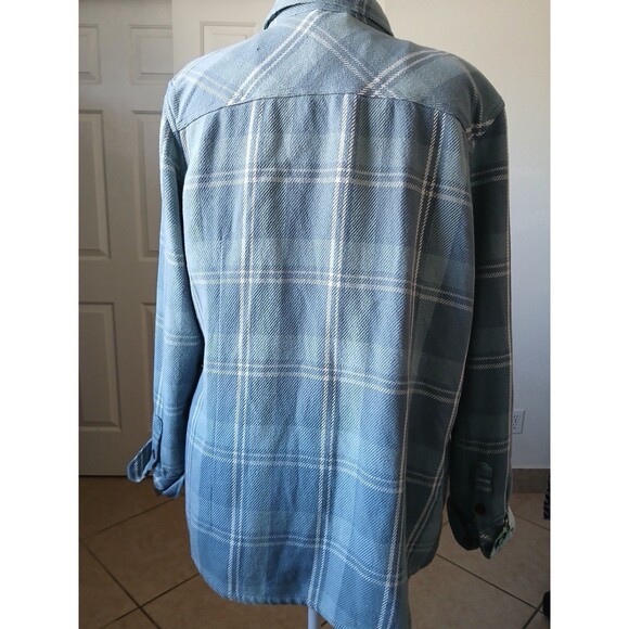 Pladra Plaid Flannel Shirt Womens 2XL Button Front Long Sleeve Blue Outdoorsy - Picture 3 of 16